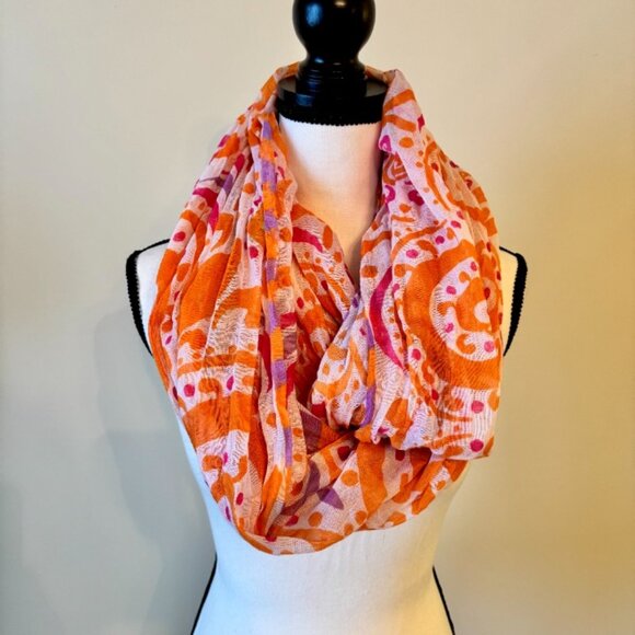 Charming Charlie Women's Orange Geometric Infinity Scarf Spring Fashion NWT - Picture 1 of 4